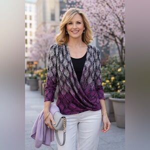 Stylish Purple and Black Draped Top